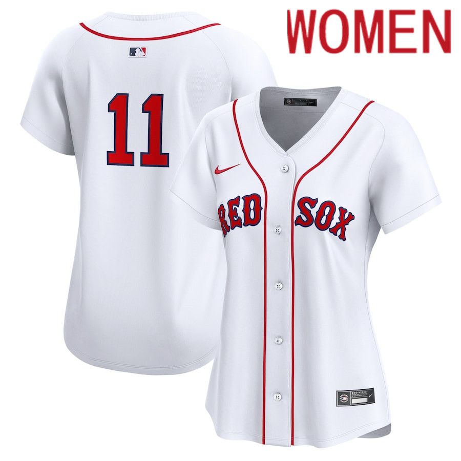 Women Boston Red Sox #11 Rafael Devers Nike White Home Limited Player MLB Jersey